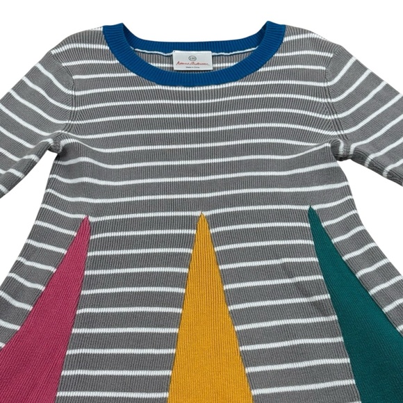 Hanna Andersson Gray Striped Rainbow Long Sleeve Sweater Dress Girls Size 6 7 - Picture 4 of 7